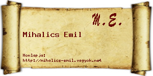 Mihalics Emil névjegykártya